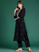 Thumbnail for Indo Era Ethnic Motifs Embroidered Sequinned Kurta With Trousers & Dupatta