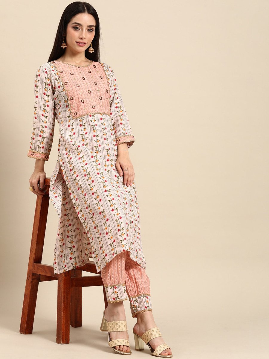 All About You Women Ethnic Motifs Embroidered Gotta Patti Kurta With Trousers - Distacart
