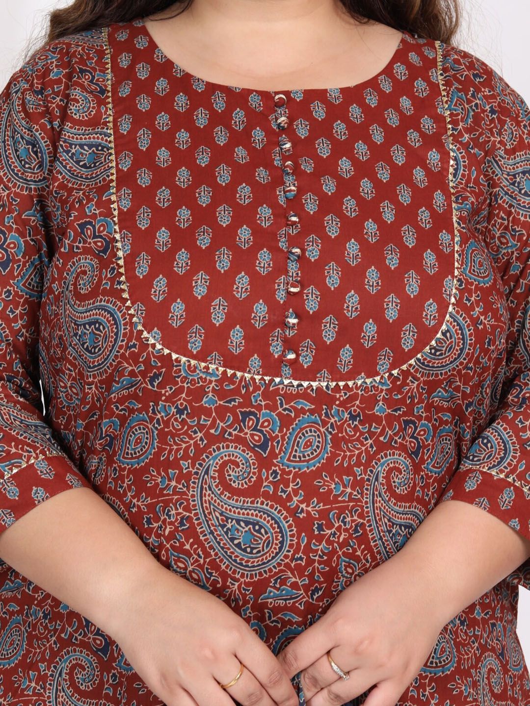 Swasti Paisley Printed Regular Gotta Patti Pure Cotton Kurta with Trousers & With Dupatta - Distacart