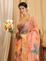 Thumbnail for Shivam Fabrics Pink Chanderi Fabric Printed Saree