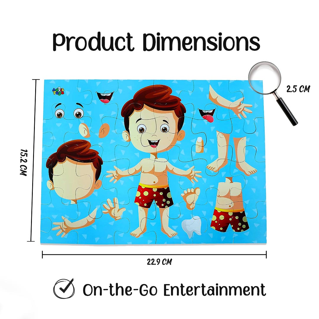 Advit toys Human Body Parts Learning Jigsaw Puzzle for Kids | Educational Human Body Puzzle for Boys & Girls (24 Pieces + Fun Fact Book) - Dista