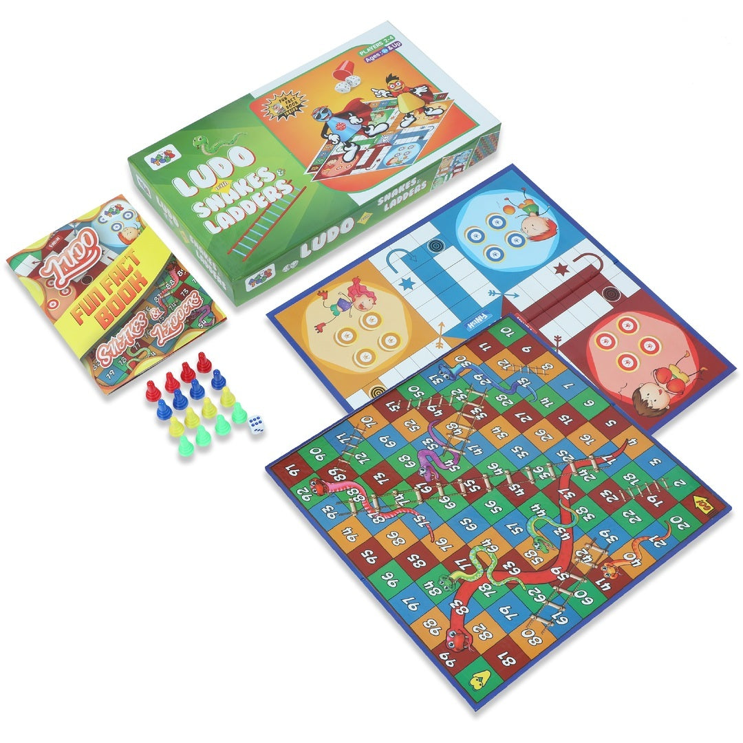 Advit Toys Ludo with Snakes & Ladders 2 in 1 Games for Childrens | Fun Board Game Gift for Kids Age 5+ Years – Multicolour - Dista