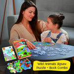 Thumbnail for Advit toys Wild Animals Jigsaw Puzzle Game for Kids Age 3 to 5 Years | Educational Puzzle Game to Improve Focus, Memory & Learning Skills (24 Pieces + Book) - Dista