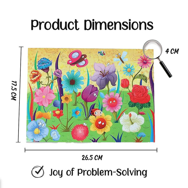 Advit Toys Educational Flowers Jigsaw Puzzle for Kids to Enhance Their Knowledge Flowers | Flower Learning Puzzle Gift for Kids (24 Pieces + Fun Fact Book) - Dista