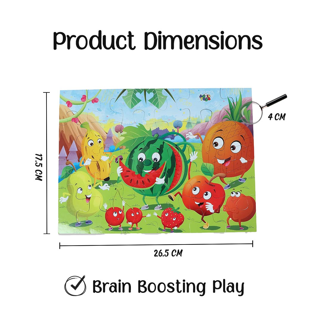 Advit Toys Fruit Jigsaw Puzzles for Kids for Ages 2-5 Puzzle | Preschool Fruit Learning Puzzle for Kids (24 Pieces + Fun Fact Book) - Dista