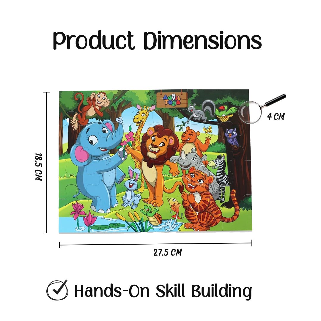 Advit Toys The Jungle Story - Jigsaw Puzzle | Educational Learning Puzzle Gift for Kids (24 Pieces + Fun Fact Book) - Dista