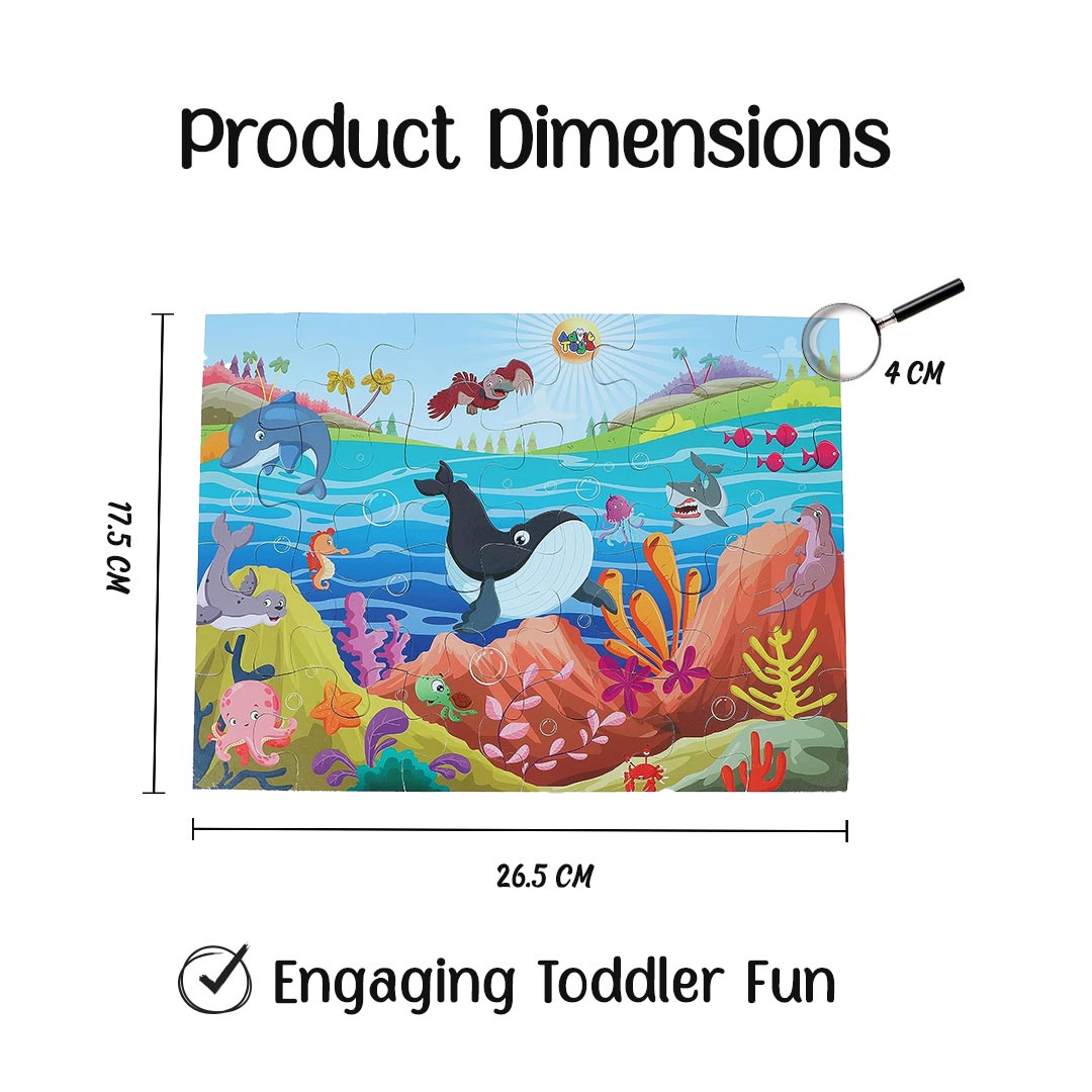 Advit Toys The Sea Animals - Jigsaw Puzzle Fun for Kids | Sea Animal Learning Puzzle for Kids & Toddlers (24 Pieces + Book Inside) - Dista