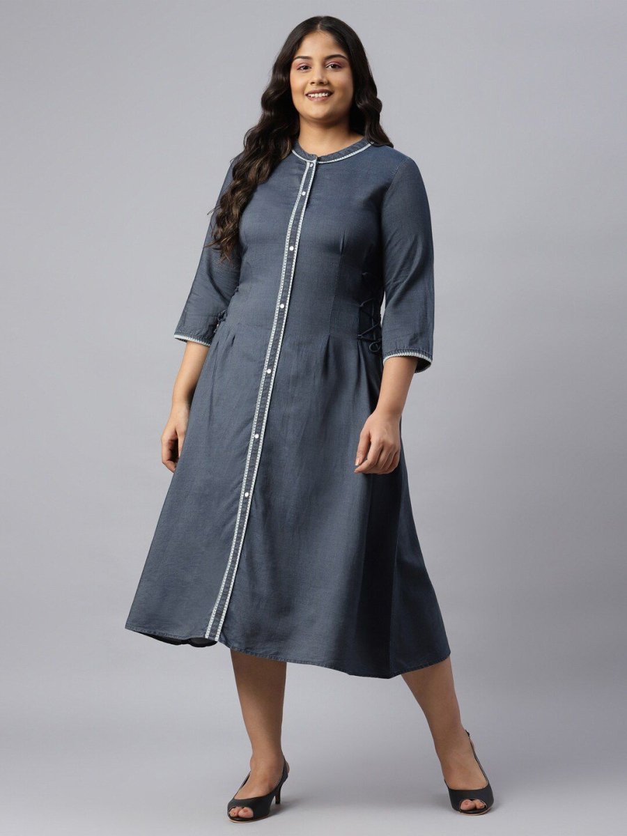 AURELIA Blue A-Line Midi Dress - Distacart