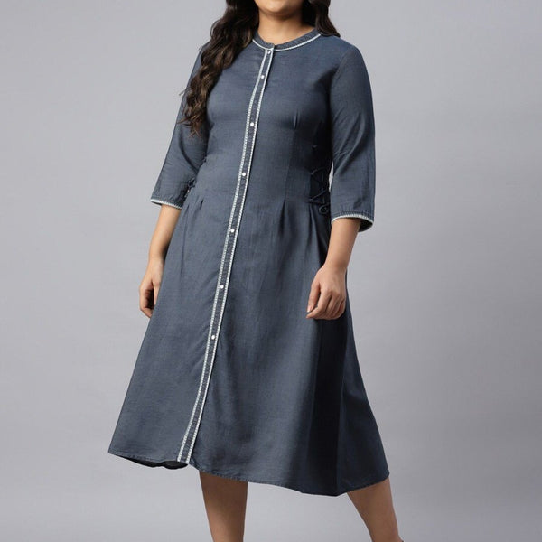 AURELIA Blue A-Line Midi Dress - Distacart
