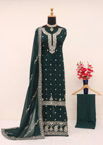 Thumbnail for Anaita Green Heavy Vichitra Silk Suit With Sequence & Multi Work - Distacart