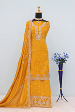 Thumbnail for Anaita Yellow Heavy Vichitra Silk Suit With Sequence & Multi Work - Distacart