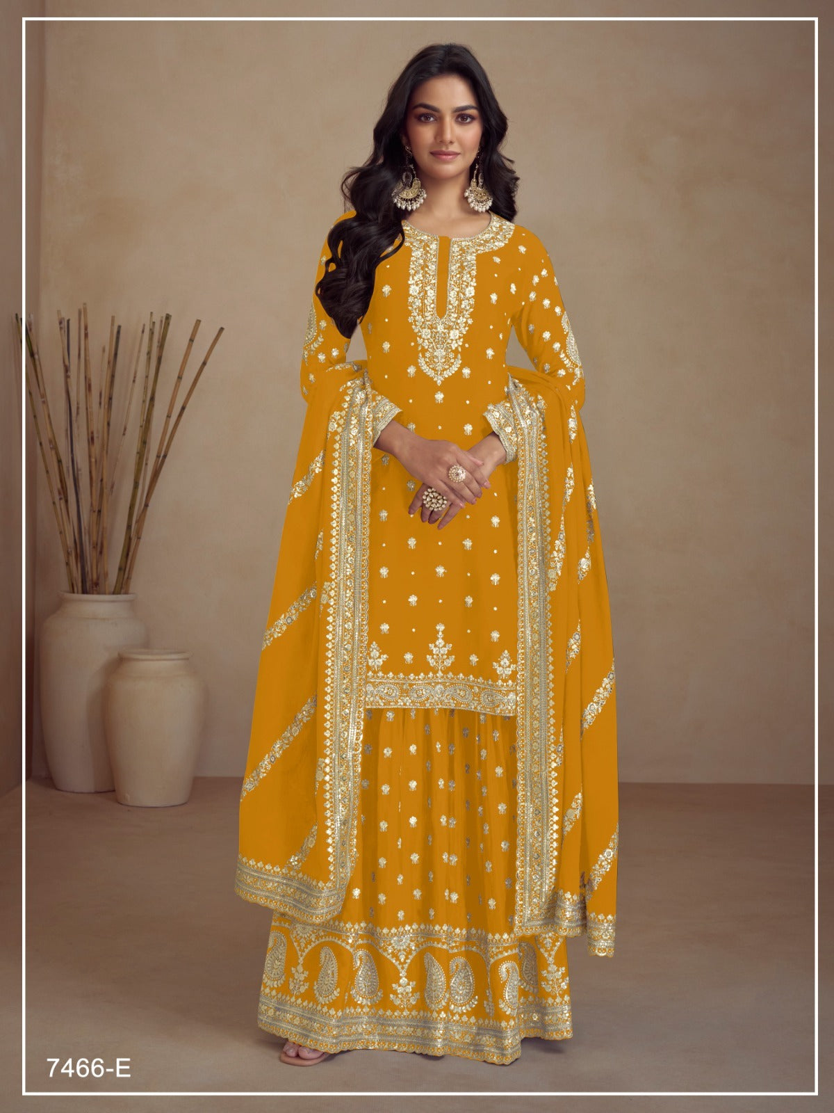 Anaita Yellow Heavy Vichitra Silk Suit With Sequence & Multi Work - Distacart