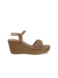 Thumbnail for Metro Embellished Open Toe Wedges With Backstrap