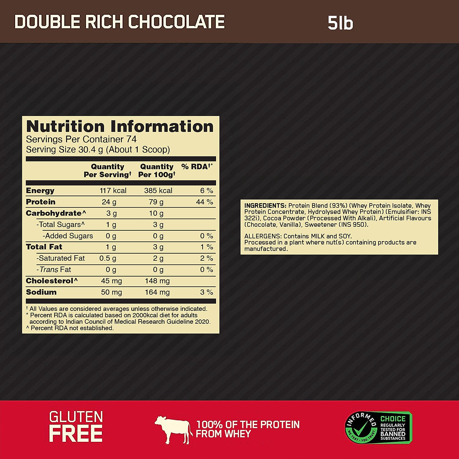 Optimum Nutrition Gold Standard 100% Whey (Double Rich Chocolate) 2.27kg & Pre Workout (Green Apple) 142.5gm