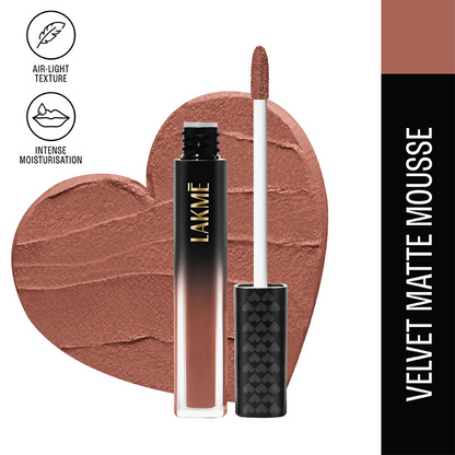 Lakme Xtraordin-Airy Velvet Matte Lip Mousse - Bare Nude - Distacart