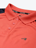 Thumbnail for Alcis Men Red & Navy Blue Colourblocked Polo Collar Slim Fit Running T-shirt - Distacart