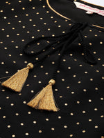 Thumbnail for All About You Women Black & Gold Printed Regular Kurta with Trousers & Dupatta - Distacart
