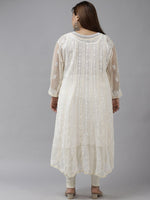 Thumbnail for ADA Women Beige Ethnic Motifs Plus Size Chikankari Georgette Anarkali Kurta - Distacart