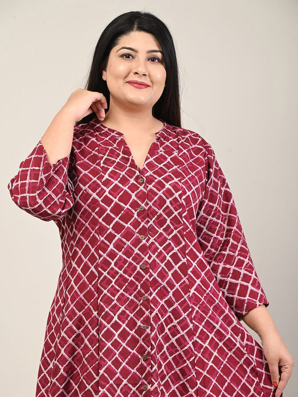 Swasti Geometric Printed Panelled A-Line Kurta