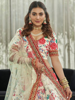 Thumbnail for Tulsi Art Capricious Off-White Floral Printed Art Silk Lehenga Choli