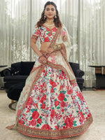 Thumbnail for Tulsi Art Capricious Off-White Floral Printed Art Silk Lehenga Choli