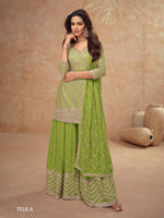 Thumbnail for Anaita Green Chinon Sequence Embroidered Readymade Salwar Suit - Distacart