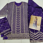 Thumbnail for Anaita Violet Chinon Sequence Embroidered Readymade Salwar Suit - Distacart