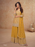 Thumbnail for Anaita Yellow Chinon Sequence Embroidered Readymade Salwar Suit - Distacart