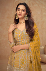 Thumbnail for Anaita Yellow Chinon Sequence Embroidered Readymade Salwar Suit - Distacart
