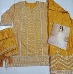 Thumbnail for Anaita Yellow Chinon Sequence Embroidered Readymade Salwar Suit - Distacart