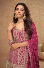 Thumbnail for Anaita Pink Chiffon Sequins Embroidered Readymade Salwar Suit - Distacart