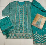 Thumbnail for Anaita Sky Blue Chinon Sequence Embroidered Readymade Salwar Suit - Distacart