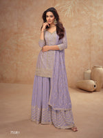 Thumbnail for Anaita Light Lavender Chinon Sequence Embroidered Readymade Salwar Suit - Distacart
