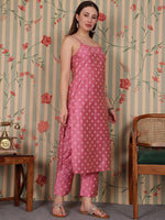 Thumbnail for Ode by House of Pataudi Floral Printed Regular Kurta with Trousers - Distacart