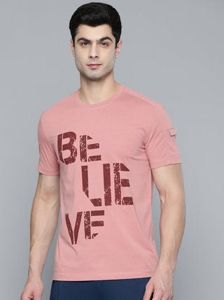 Alcis Men Dusty Pink & Maroon Typography Printed T-shirt - Distacart