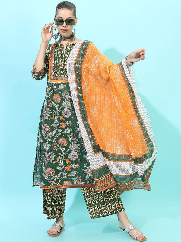Vishudh Women Geometric Pure Cotton Kurta Set