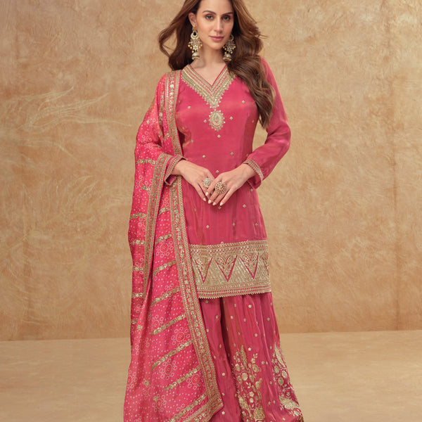 Evanik Party Wear Cosmos Silk With Sequins Embroidered Work Palazzo Set