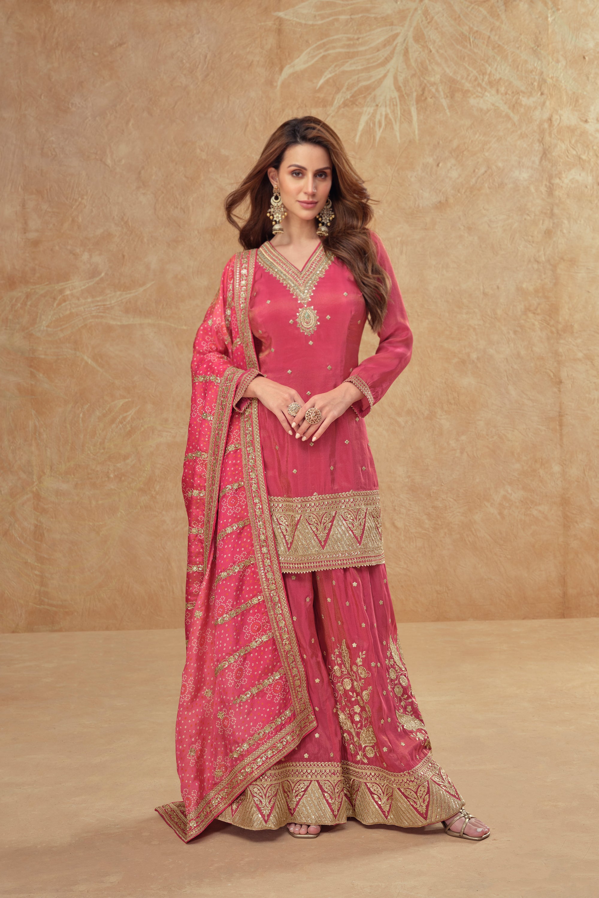 Evanik Party Wear Cosmos Silk With Sequins Embroidered Work Palazzo Set