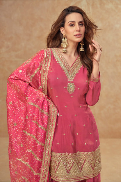 Anaita Pink Silk Readymade Suit with Embroidery & Sequence Work - Dista