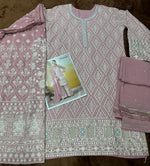 Thumbnail for Anaita Pink Georgette Stitched Suit With Embroidery & Sequence Work - Dista