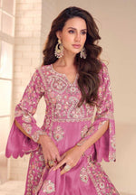 Thumbnail for Anaita Pink Shimmer Stitched Suit With Hand & Embroidery Work - Distacart
