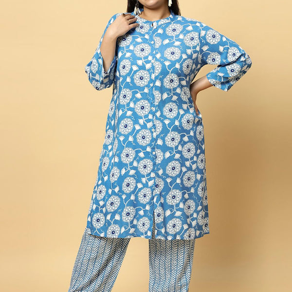 Sztori Plus Size Ethnic Motifs Printed Pure Cotton Kurta & Trouser - Distacart