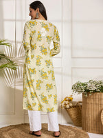 Thumbnail for HOUSE OF KARI Floral Embroidered Chikankari Pure Cotton Kurta - Distacart
