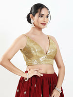 Thumbnail for Joban Fashion Gold Sequins Padded Blouse With V Neck Sleeveless - Distacart