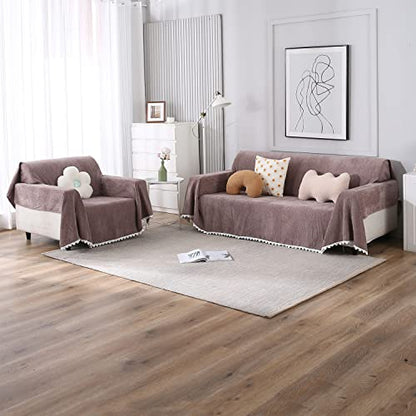 HOKIPO Chenille Sofa Cover Thick and Soft Throw 3 Seater - Dista