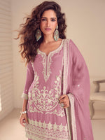 Thumbnail for Anaita Purple Chinon Stitched Suit with Embroidery & Sequence Work - Dista