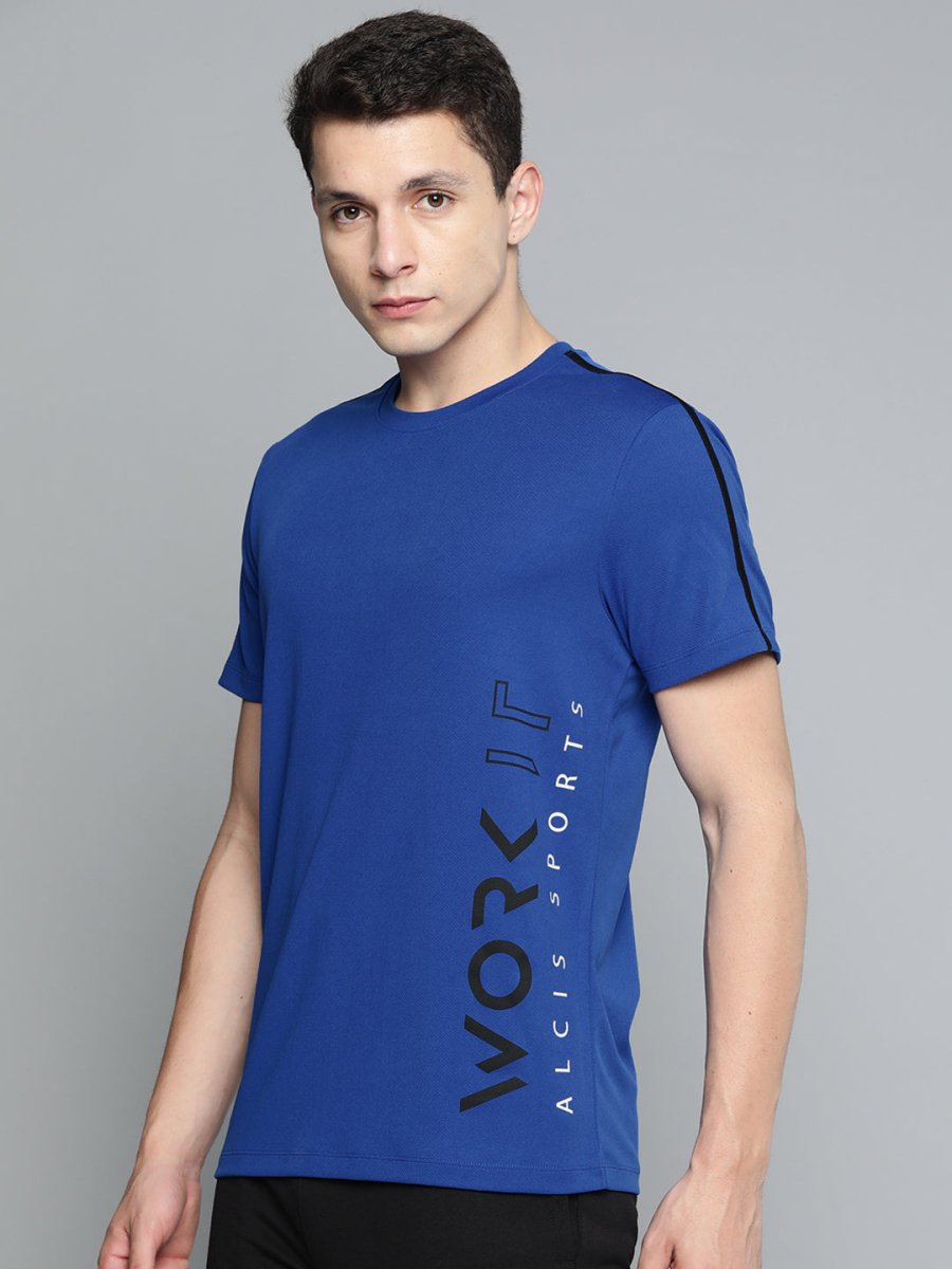 Alcis Men Typography Printed Dry Tech Slim Fit T-shirt - Distacart