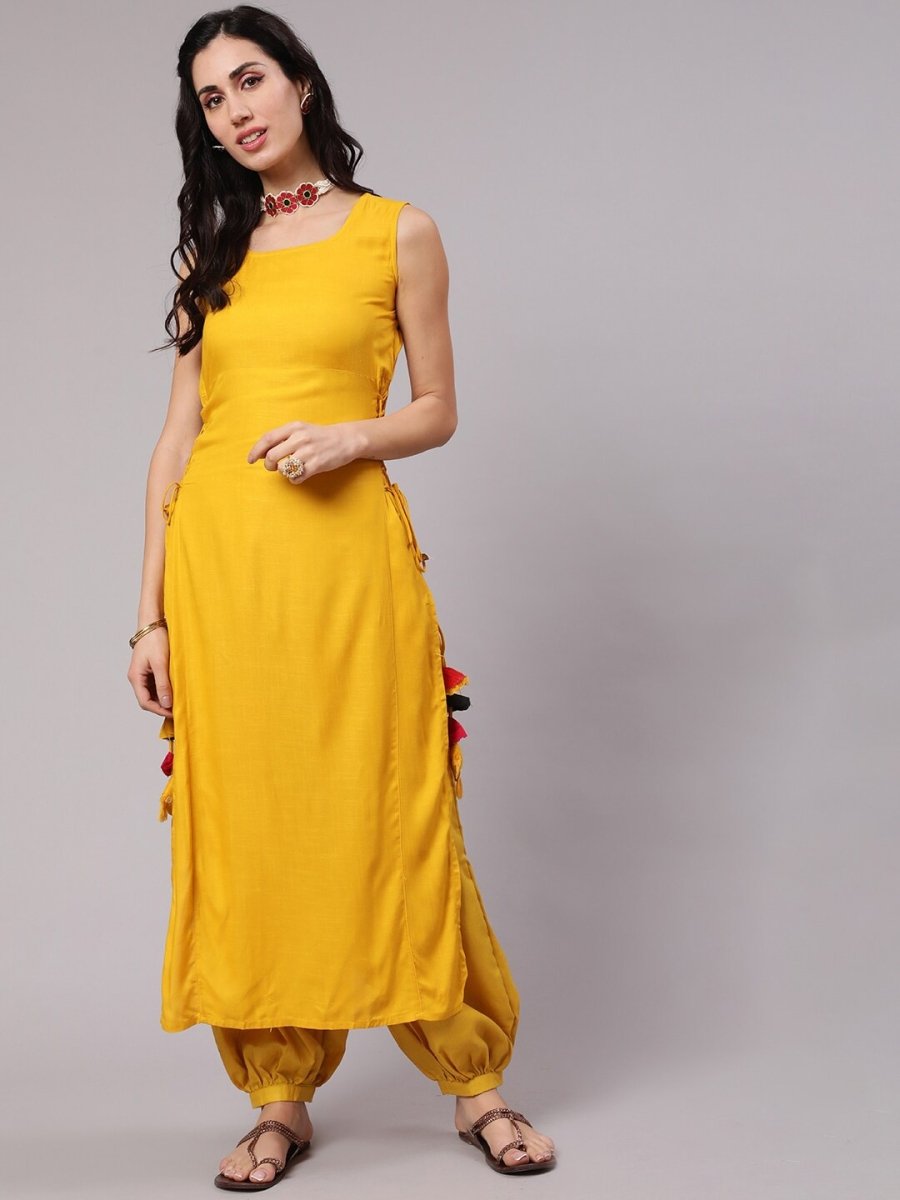 Aks Sleeveless High-Slit Kurta - Distacart