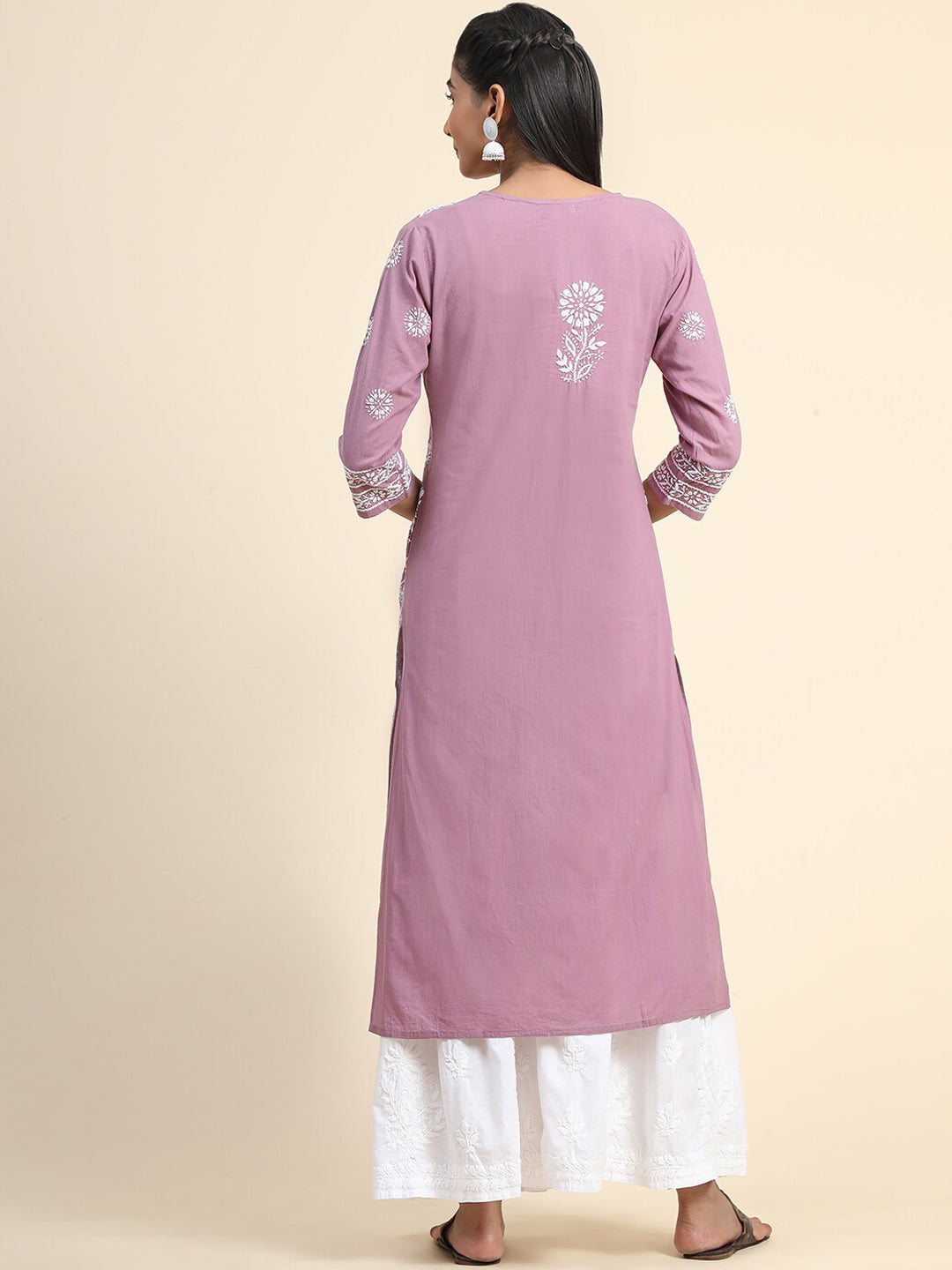 HOUSE OF KARI Floral Embroidered Chikankari Cotton Kurta - Distacart