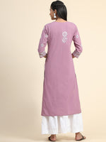 Thumbnail for HOUSE OF KARI Floral Embroidered Chikankari Cotton Kurta - Distacart